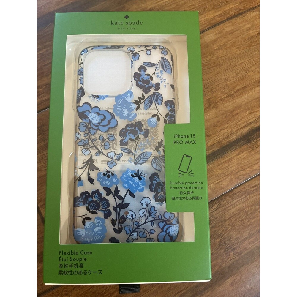 Kate Spade iPhone 15 Pro Max Flexible Phone Case Blue Flowers